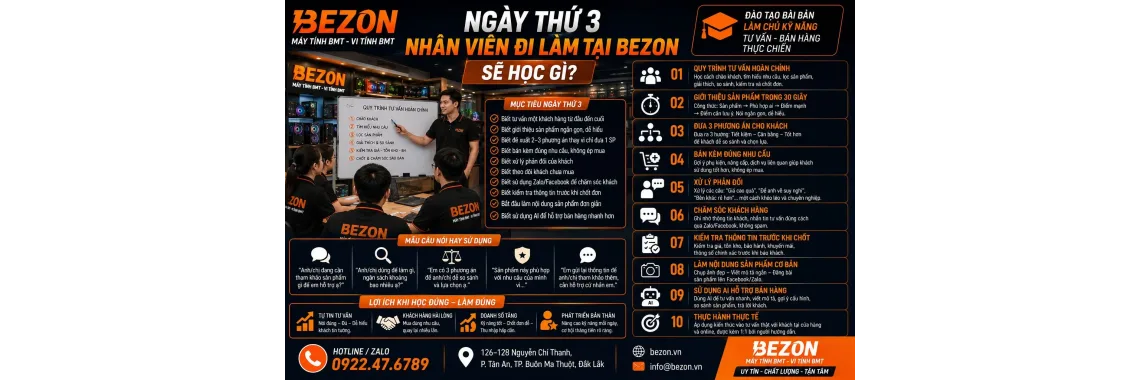 NGÀY THỨ 3 NHÂN VIÊN ĐI LÀM TẠI Bezon SẼ HỌC GÌ?