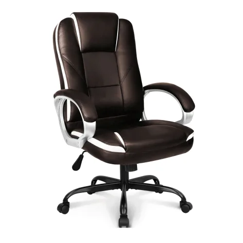 Ghế văn phòng OEM 1057 | Nâu, 100kg, Chân xoay, Da PU