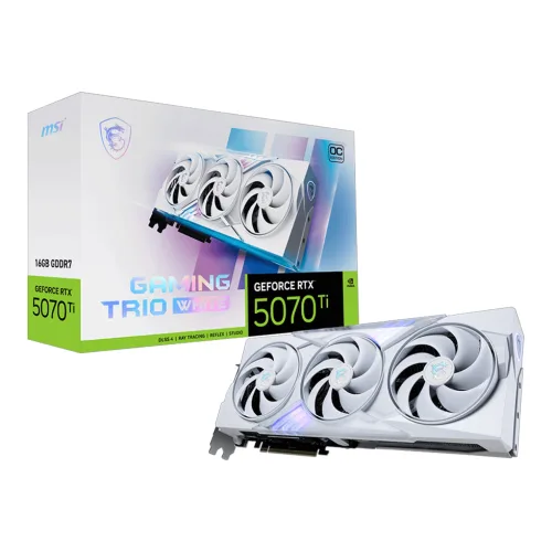 Card màn hình NVIDIA GeForce RTX 5070 Ti MSI GAMING TRIO WHITE OC | 16GB GDDR7, 8960 CUDA, 750W