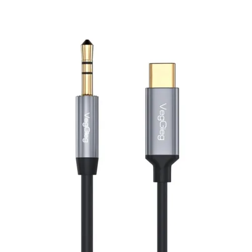 Cáp chuyển Type C sang Audio DC 3.5mm Veggieg V-A624, 1m (Tích hợp chipset DAC)