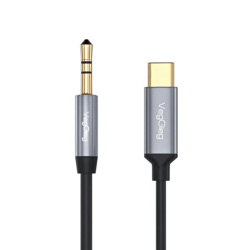 Cáp chuyển Type C sang Audio DC 3.5mm Veggieg V-A624, 1m (Tích hợp chipset DAC)