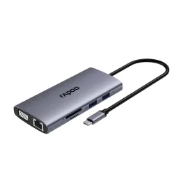 Bộ chuyển đổi đa cổng USB-C RAPOO (XD101) | USB-C to HDMI 4K 30Hz, USB-C, 3 x USB 3.0, VGA, Audio, RJ45, SD/TF Card - Bezon Buôn Ma Thuột