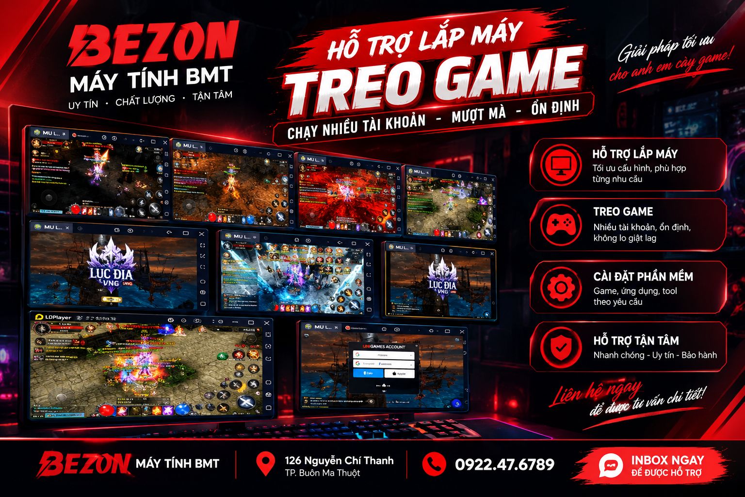 Lắp Máy PC Treo Game Buôn Ma Thuột – Chạy Nhiều Tài Khoản