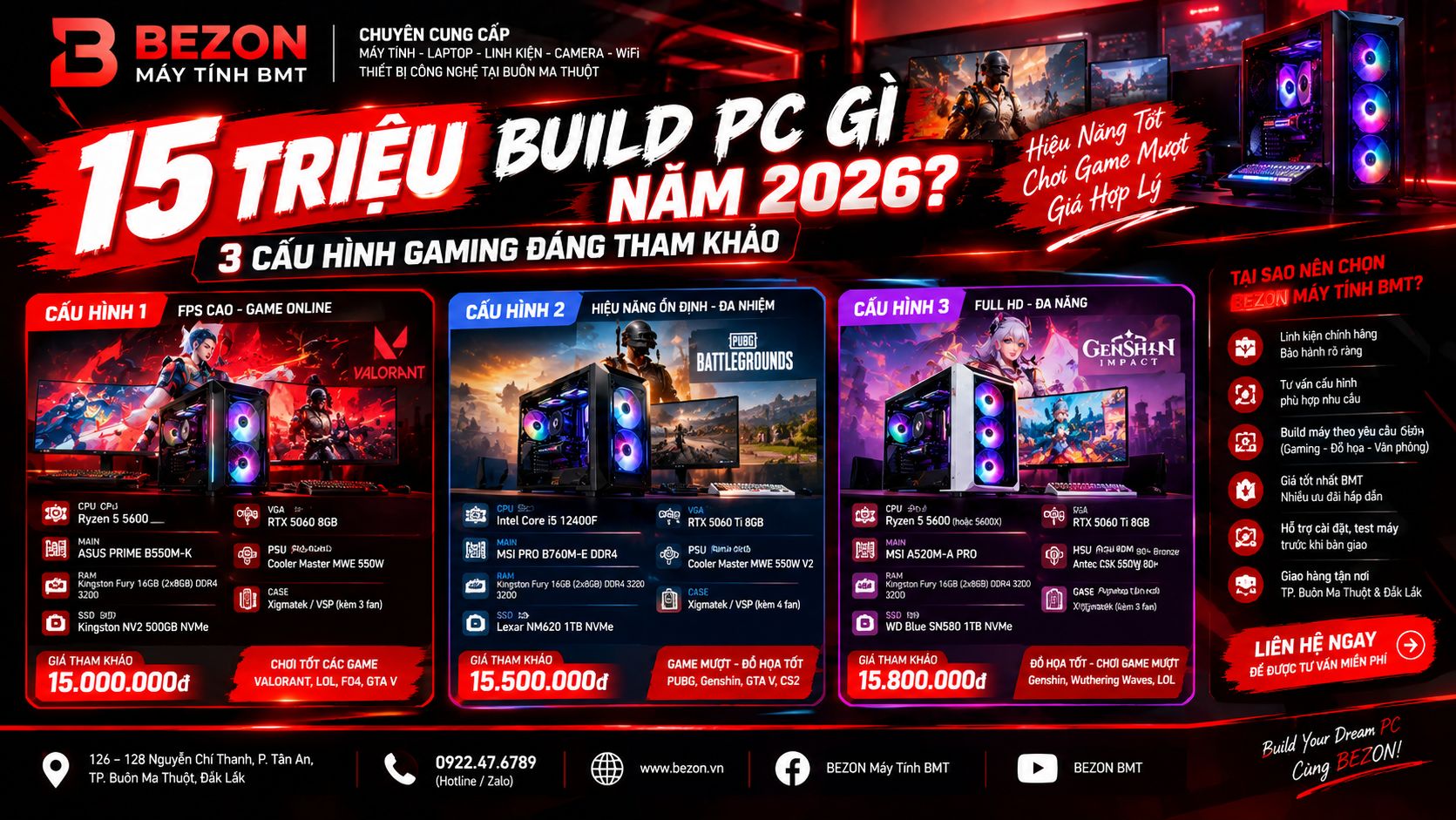 15 Triệu Build PC Gì Năm 2026? 3 Cấu Hình Gaming Đáng Tham Khảo