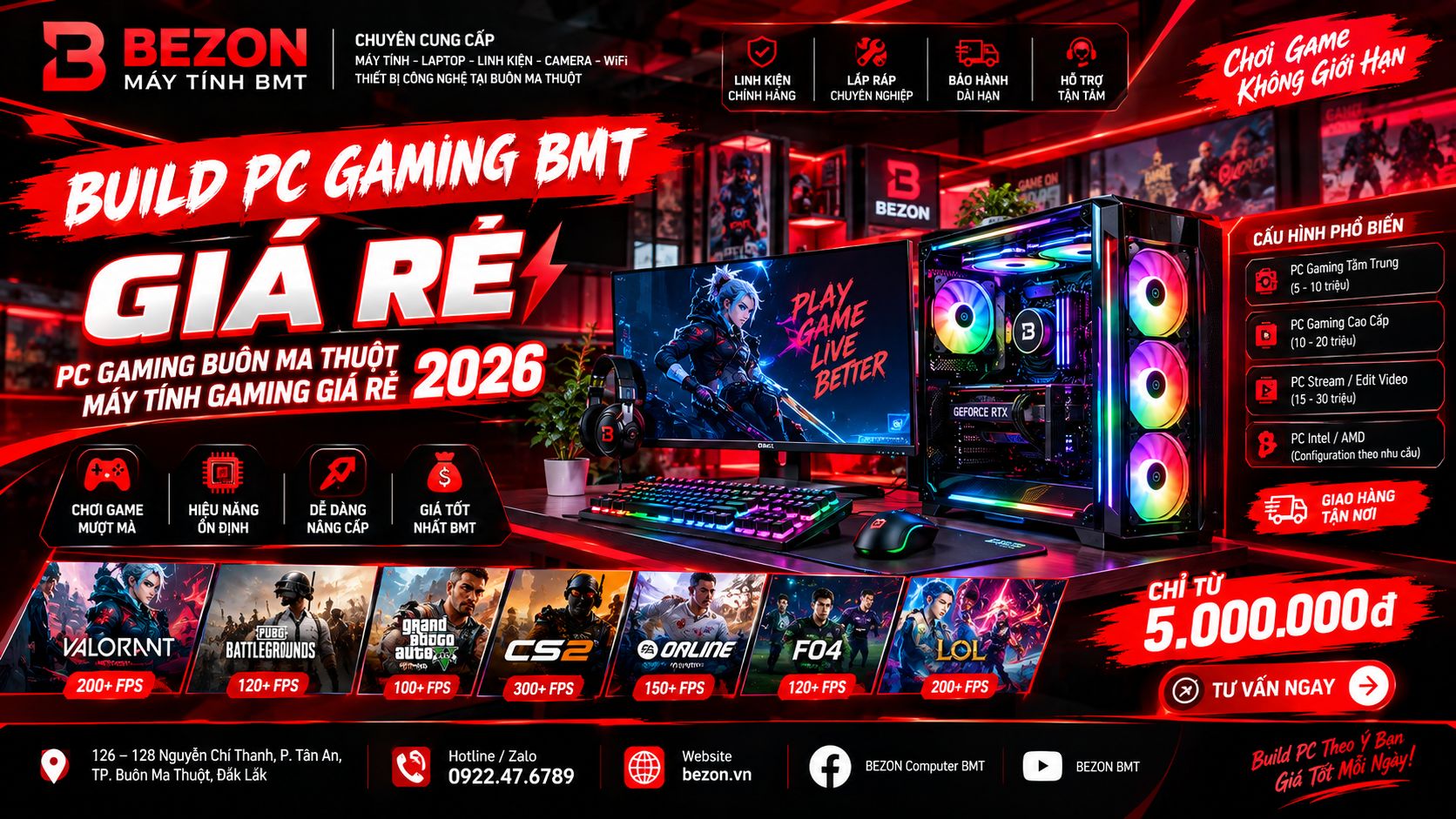 Build PC Gaming BMT Giá Rẻ PC Gaming Buôn Ma Thuột Máy Tính Gaming Giá Rẻ 2026