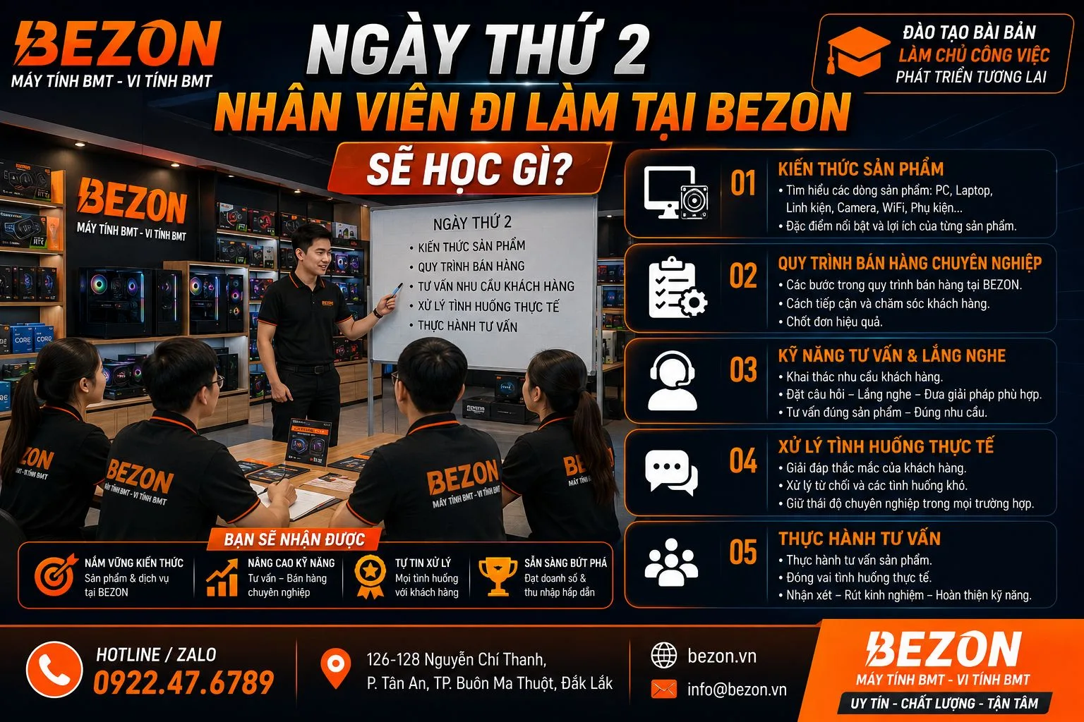 NGÀY THỨ 2 NHÂN VIÊN ĐI LÀM TẠI Bezon SẼ HỌC GÌ?