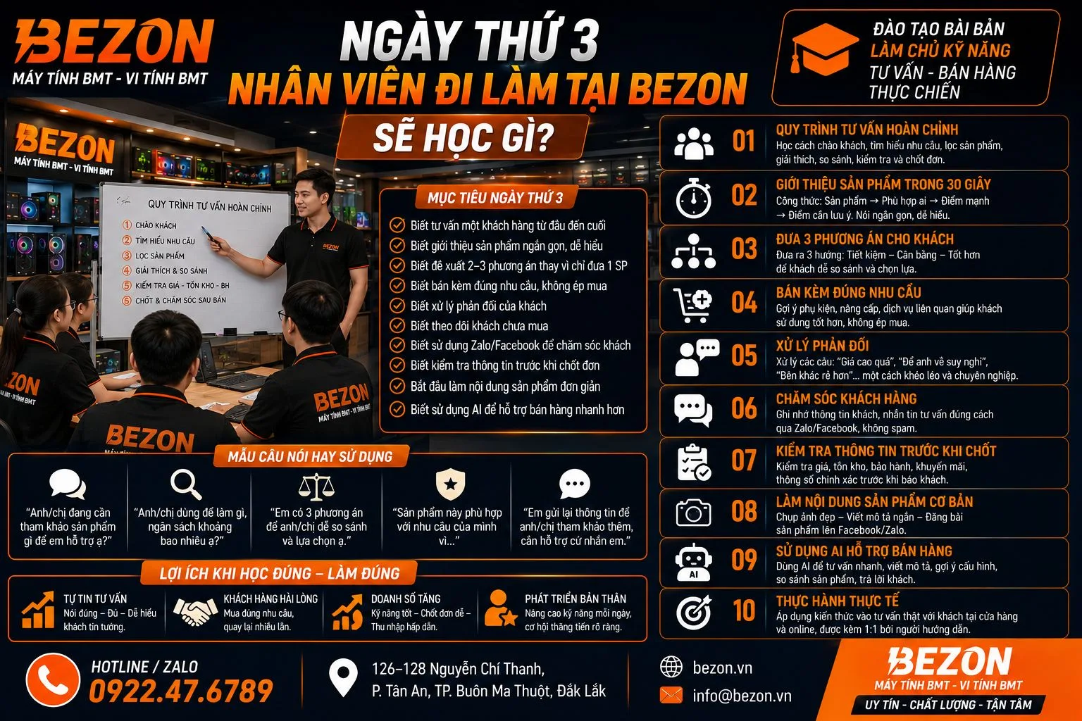 NGÀY THỨ 3 NHÂN VIÊN ĐI LÀM TẠI Bezon SẼ HỌC GÌ?