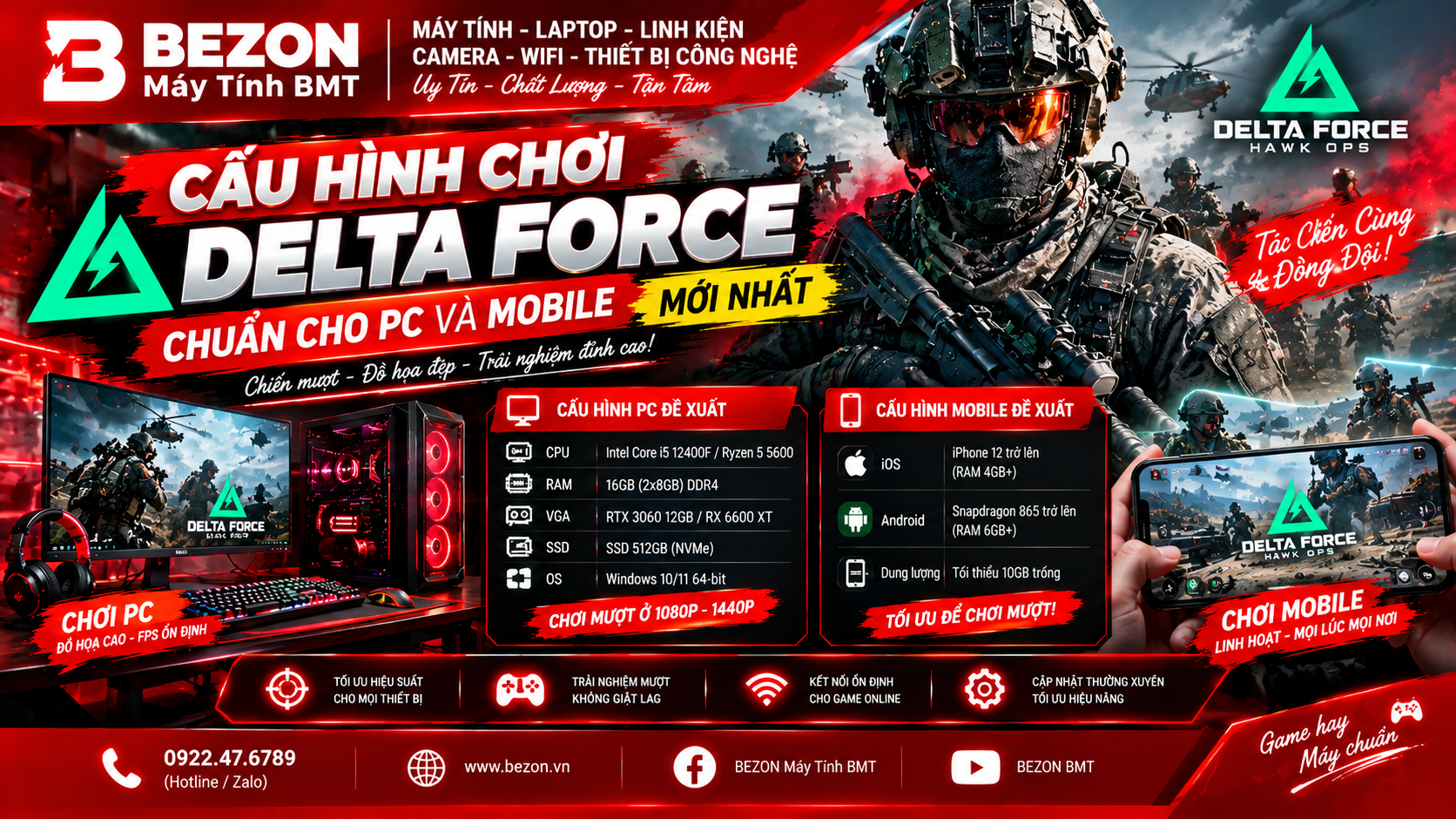 Cấu hình chơi Delta Force chuẩn cho PC và Mobile mới nhất