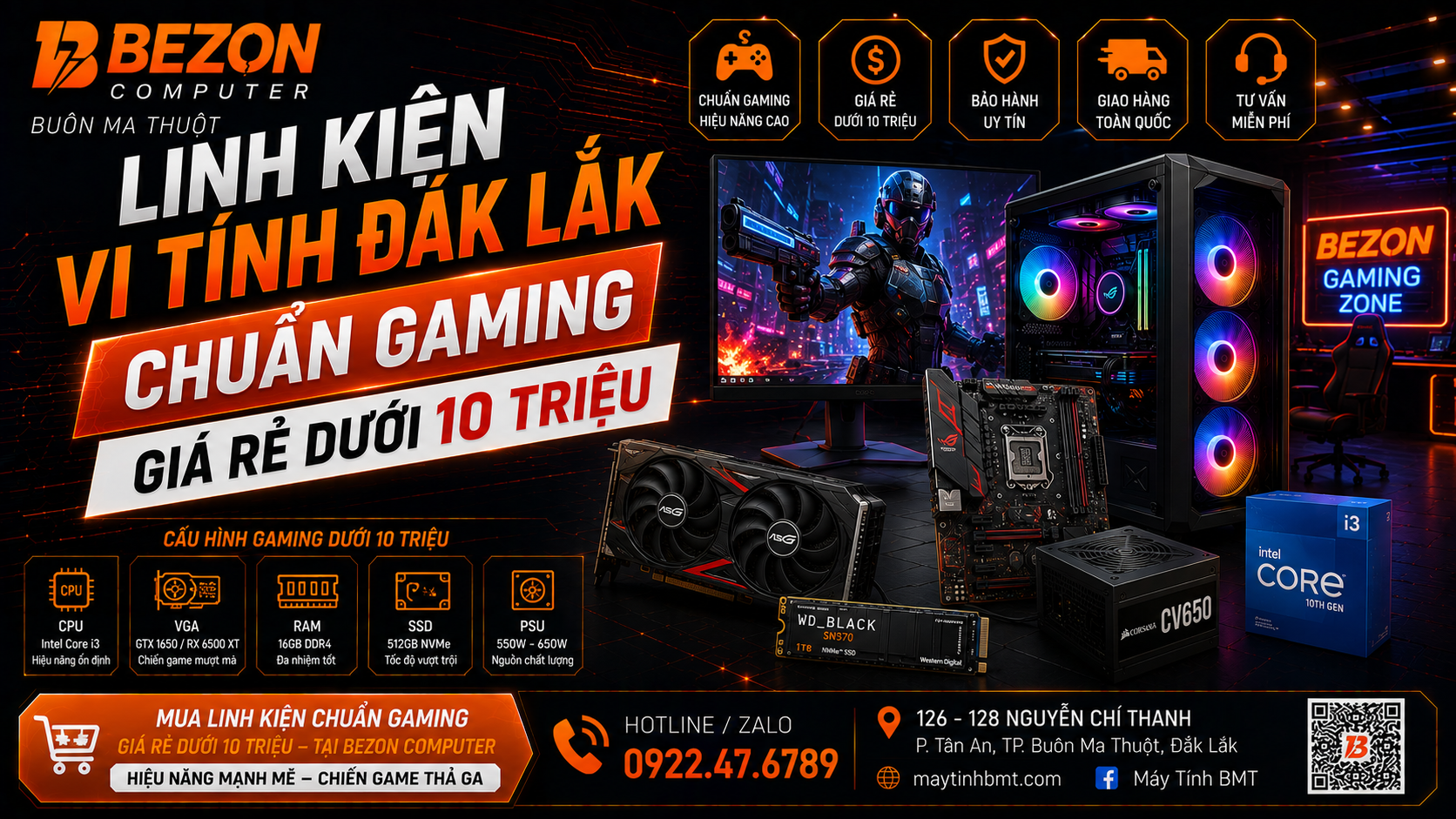 Linh Kiện Vi Tính Đắk Lắk Chuẩn Gaming – Giá Rẻ Dưới 10 Triệu