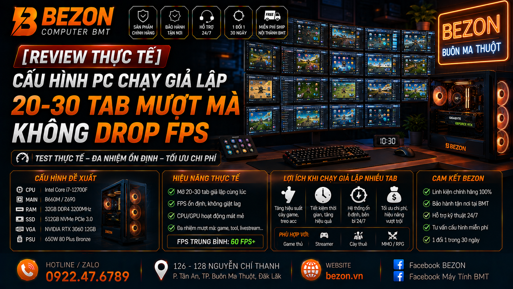[Review thực tế] Cấu hình PC chạy giả lập 20-30 tab mượt mà, không drop FPS
