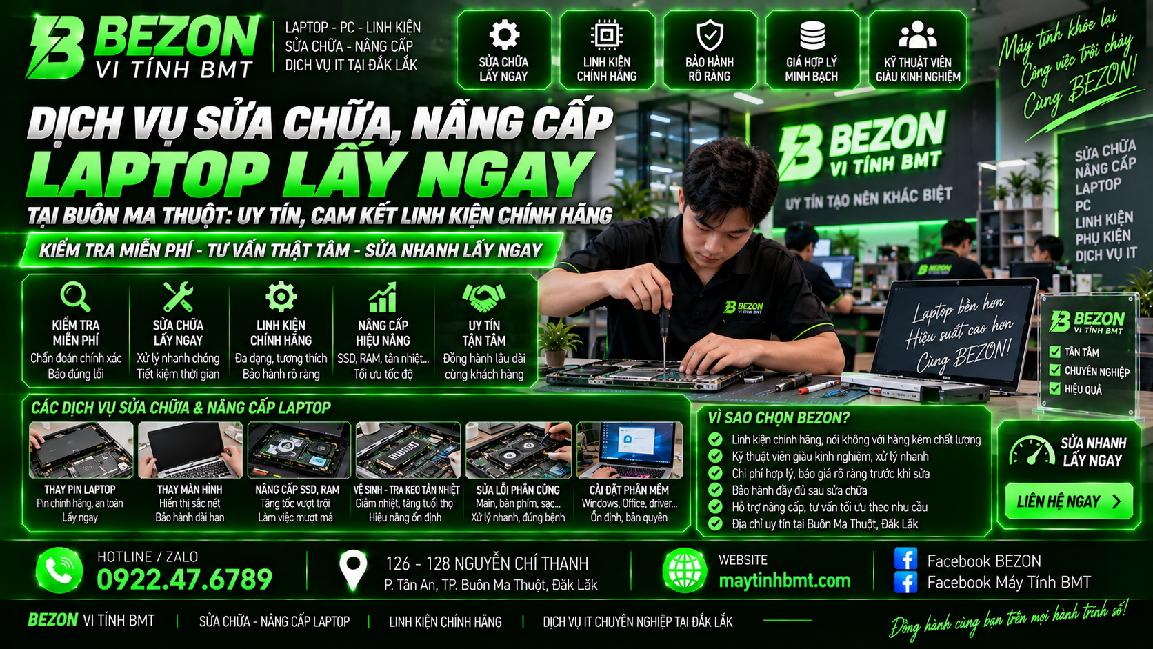 Dịch Vụ Sửa Chữa, Nâng Cấp Laptop Lấy Ngay Tại Buôn Ma Thuột: Uy Tín, Cam Kết Linh Kiện Chính Hãng