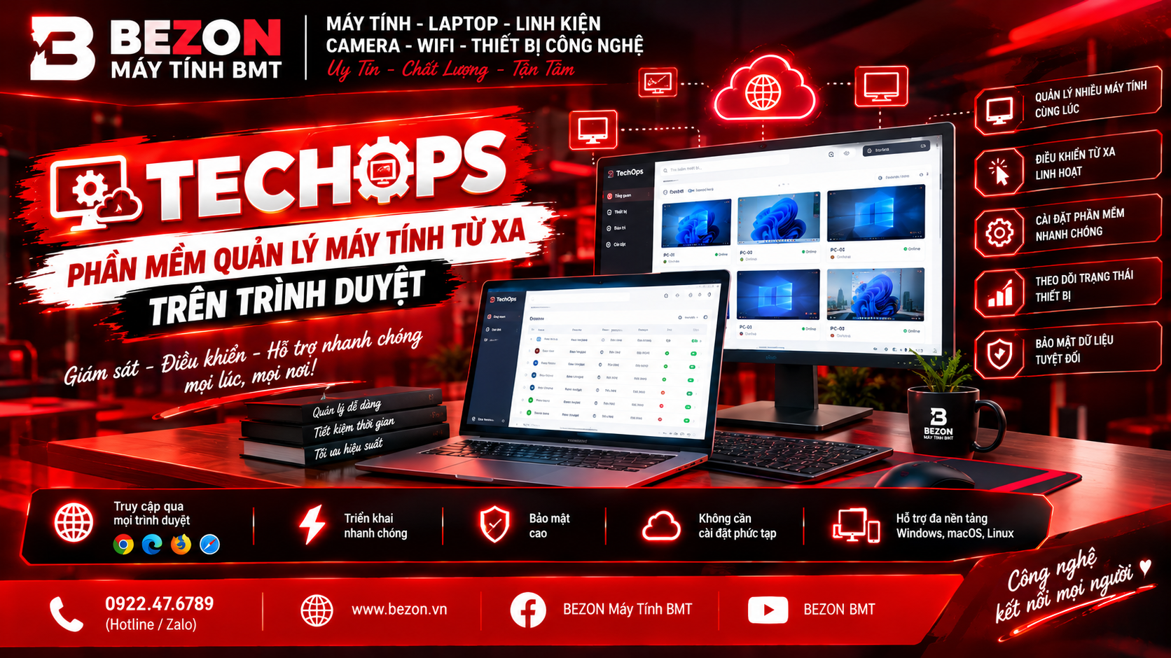 TechOps - Phần mềm quản lý máy tính từ xa trên trình duyệt