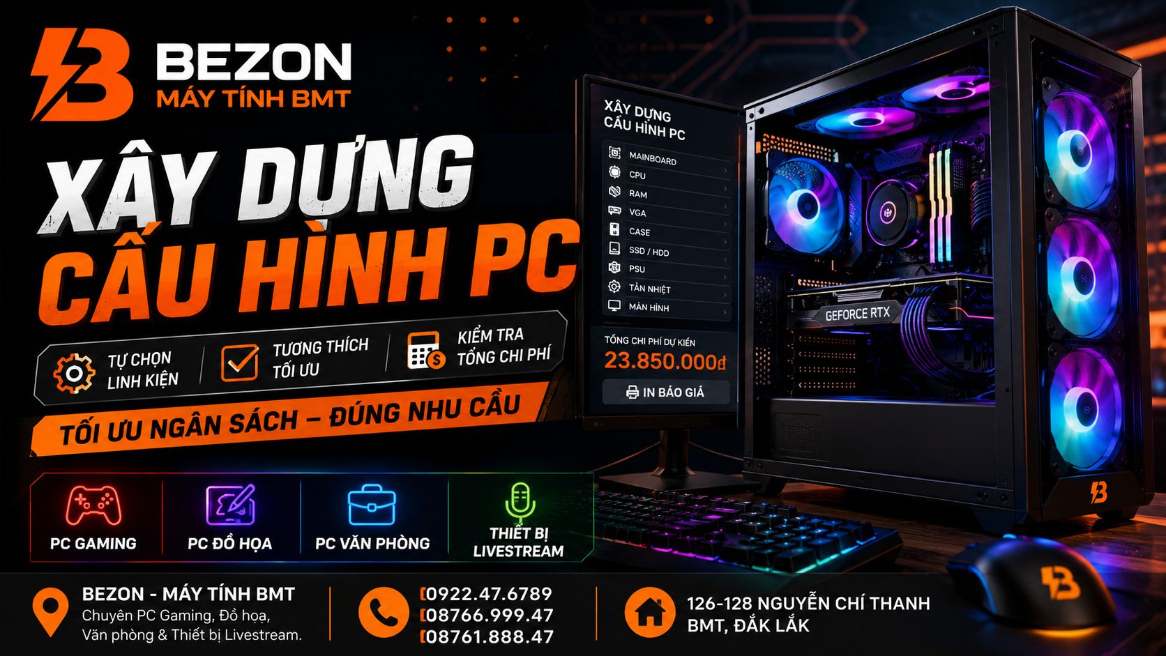 Hướng Dẫn Xây Dựng Cấu Hình PC Online Theo Ngân Sách Tại Bezon