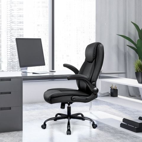 Ghế văn phòng OEM 7057 | Đen, 120kg, Chân xoay, Da PU