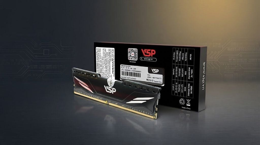 RAM PC VSP 8GB DDR4 3200MHz (P/N DD04-8GDDR40173) | UDIMM, CL18, Tản nhiệt nhôm, Đen