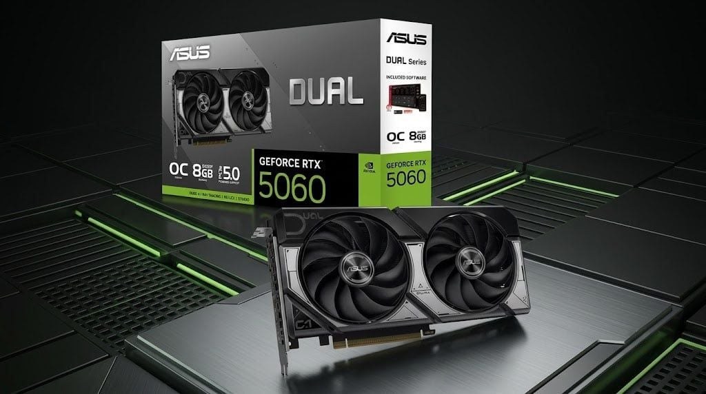 Card màn hình ASUS Dual GeForce RTX 5060 8GB GDDR7 OC Edition - A (DUAL-RTX5060-O8G-A) | 3840 CUDA, PCIe 5.0
