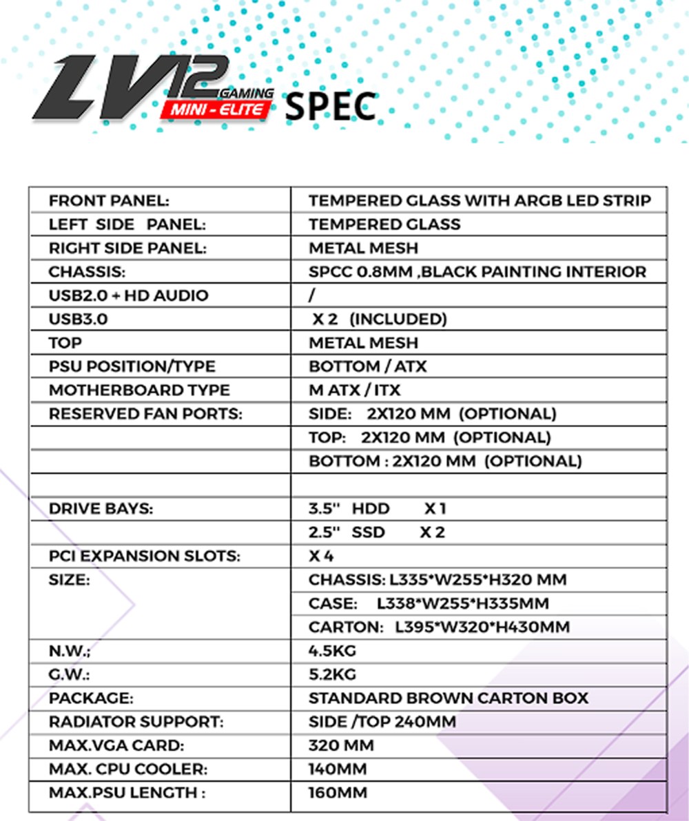 Thùng máy MIK LV12 MINI ELITE - BLACK