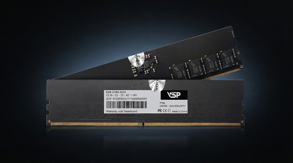 RAM PC VSP 8GB DDR4 3200MHz | (1x8GB), CL18, Hỗ trợ Intel/AMD, XMP, Không Tản (P/N DD04-8GDDR40173)