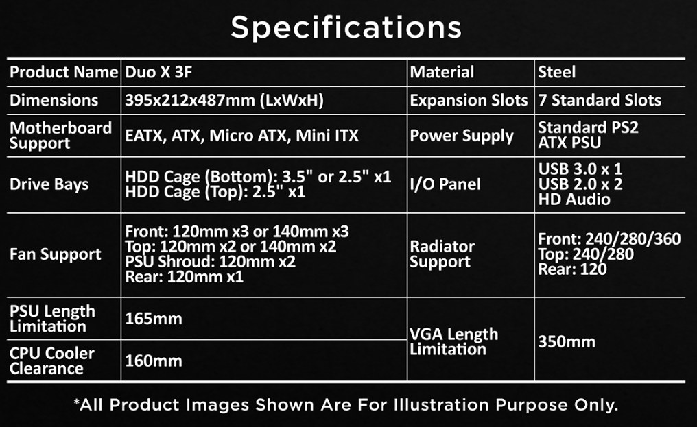 Thùng máy Xigmatek DUO X 3F ATX - Black