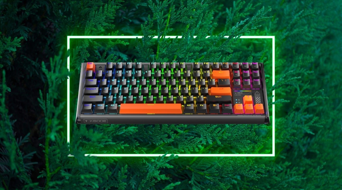 Bàn phím cơ gaming Machenike K600E B87W | 3 Mode, TKL, Linear Switch, RGB, PrintedGrey