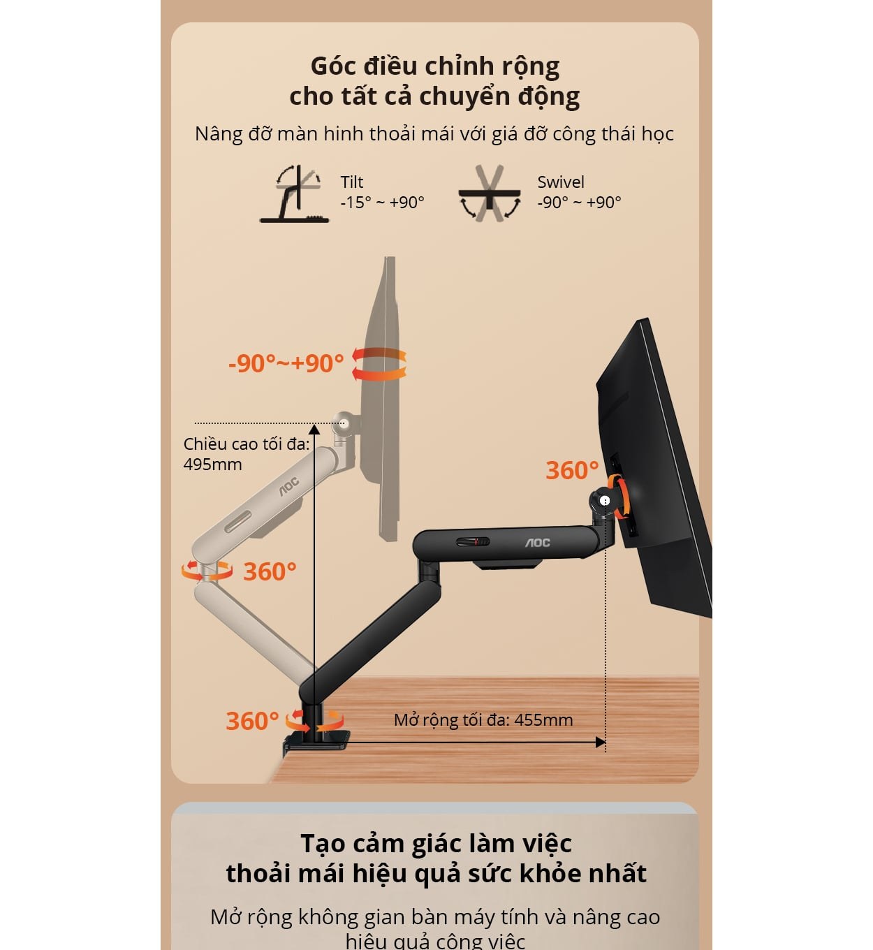 Giá treo màn hình AOC AM400G - Gray | 17 - 34 inch