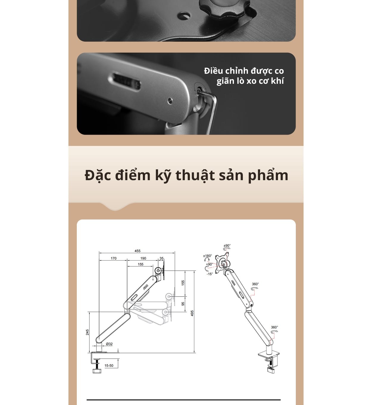 Giá treo màn hình AOC AM400G - Gray | 17 - 34 inch