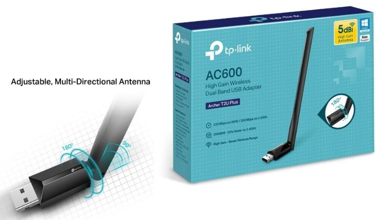 USB Thu Wifi TP-Link Archer T2U Plus AC600 có thiết kế nhỏ gọn, dễ dàng mang theo bên mình