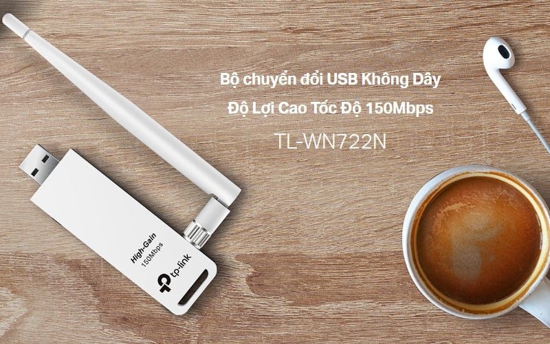 USB Thu wifi TP-Link TL-WN722N 150Mbps Kết nối nhanh chóng với nút WPS