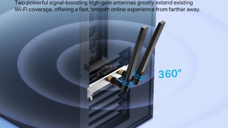 TP-Link Archer TX55E AX3000 được trang bị chuẩn Wi-Fi 6 mới nhất, cho phép kết nối nhanh chóng