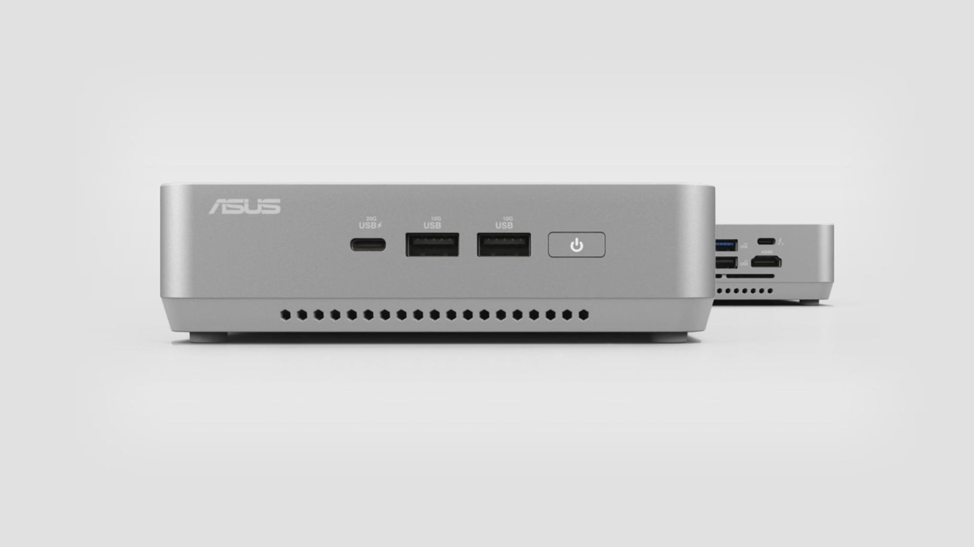 Asus NUC 14 Pro Plus Tall sở hữu ngoại hình trắng bạc thanh lịch