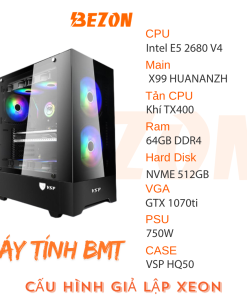 CẤU HÌNH XEON GIÁ LẬP X99 DUAL E5 2680 V4 RAM 64GB SSD 512GB VGA GTX 1070TI 8GB PSU 750W